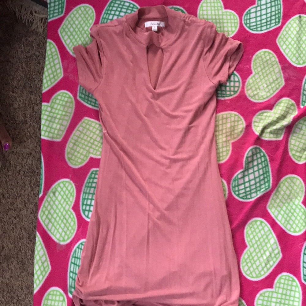 pink V-neck dress